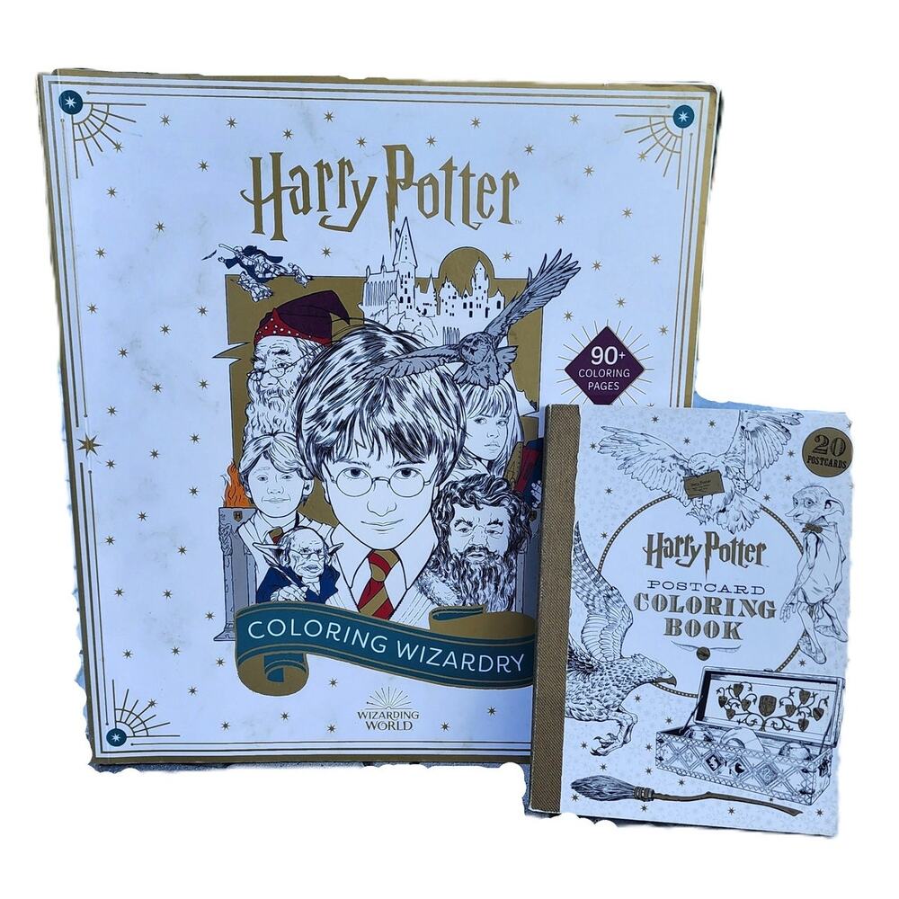 Harry Potter Coloring Wizardry Paperback & Postcard Coloring Book Bundle